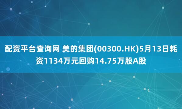 配资平台查询网 美的集团(00300.HK)5月13日耗资1134万元回购14.75万股A股